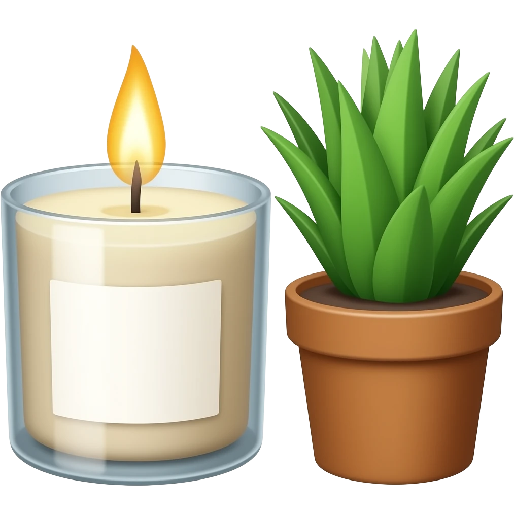 relax candle with plant emoji