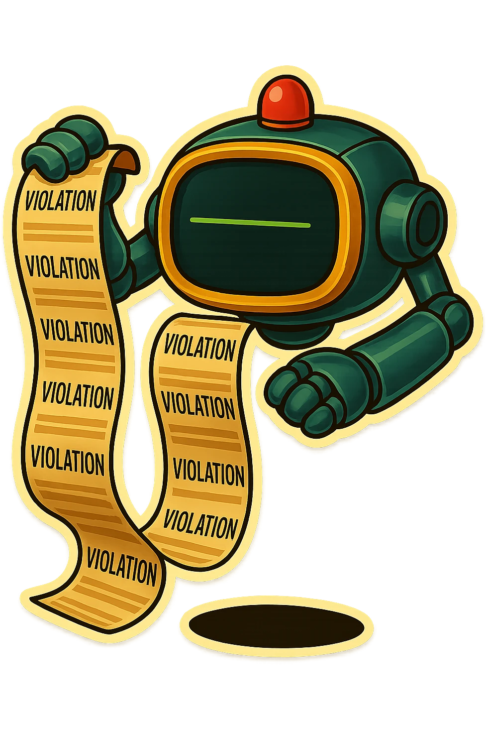 auditor robot prints out violations. no legs. the robot hovers emoji