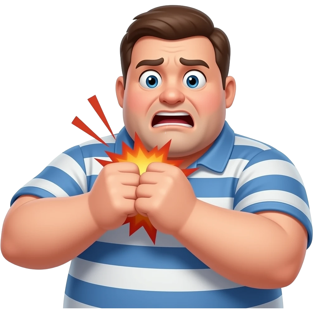 someone hitting fatty guy ( remove other guys and make only a img with fatty guy he got scered ) emoji