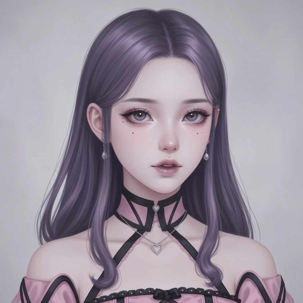 pastel goth profile picture with a heart accent, cute, expressive, minimal, variation 4 emoji