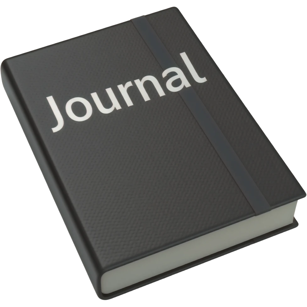 Black journal with Journal written onfront in white emoji