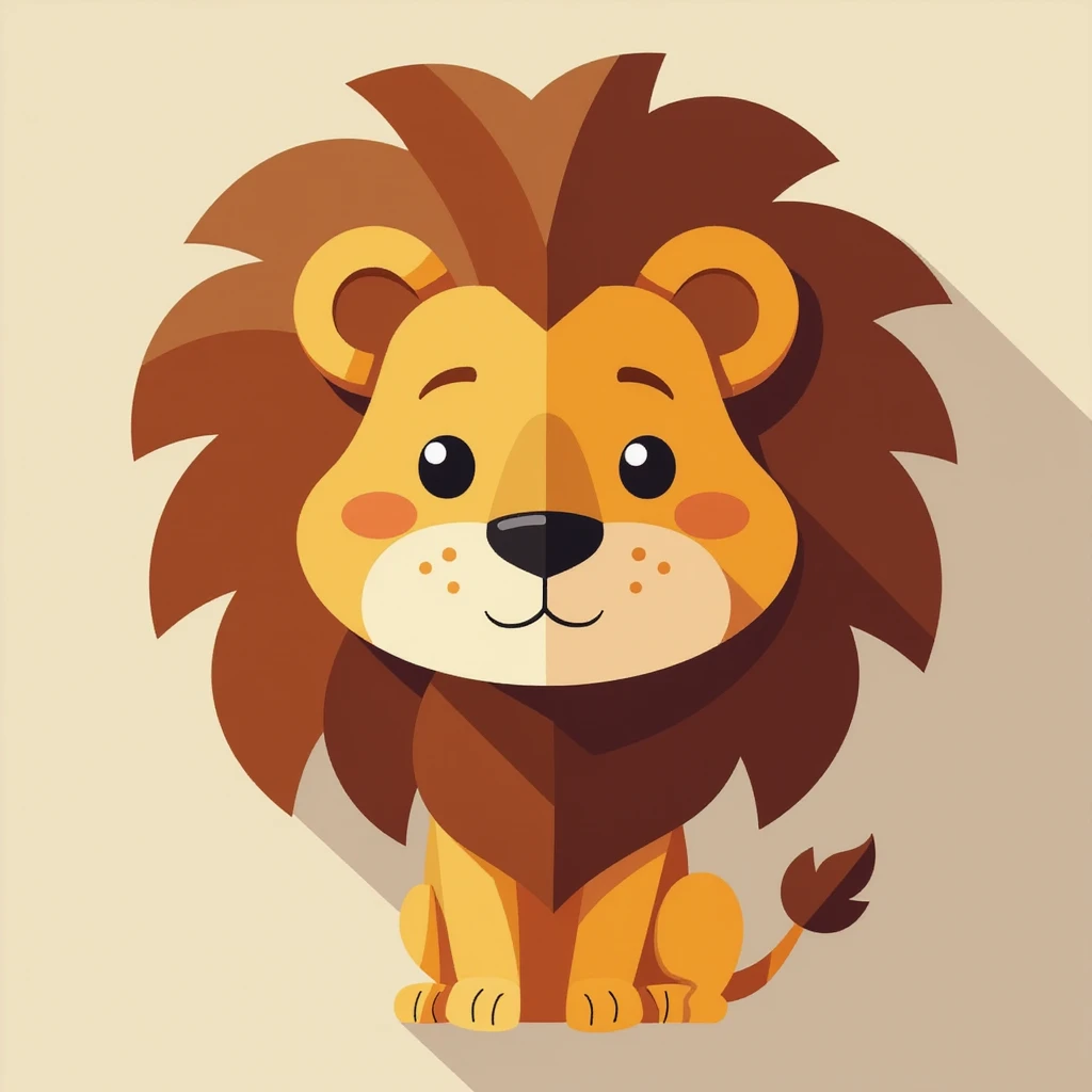 Flat design style lion emoji