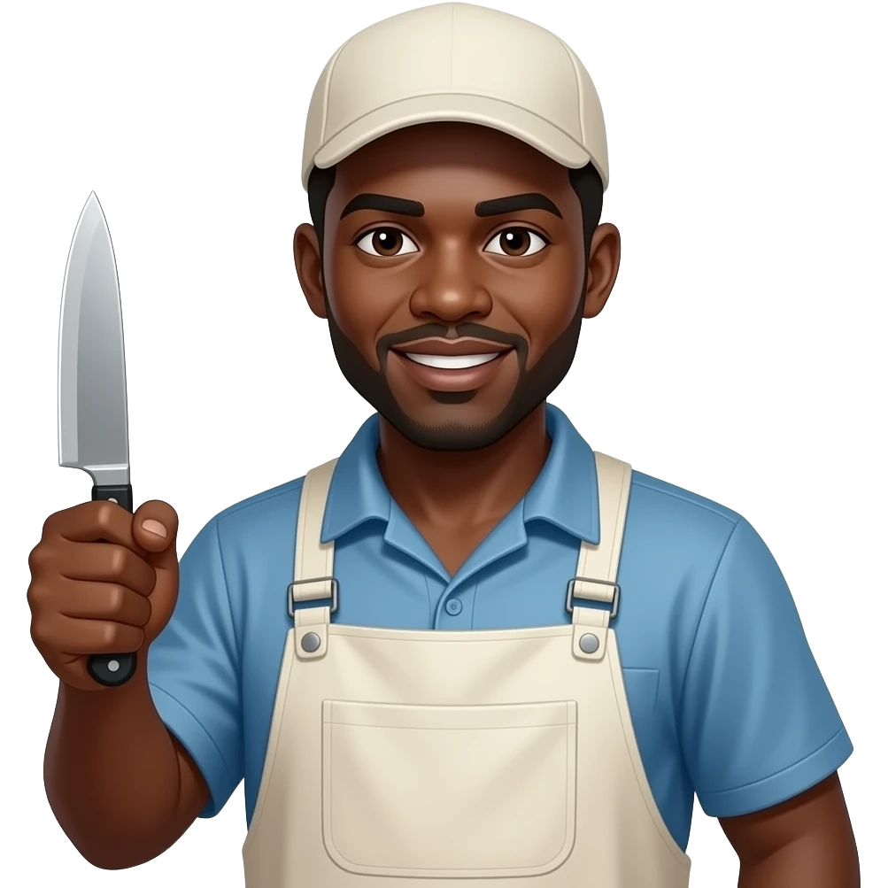 African Slaughter house worker with knife emoji