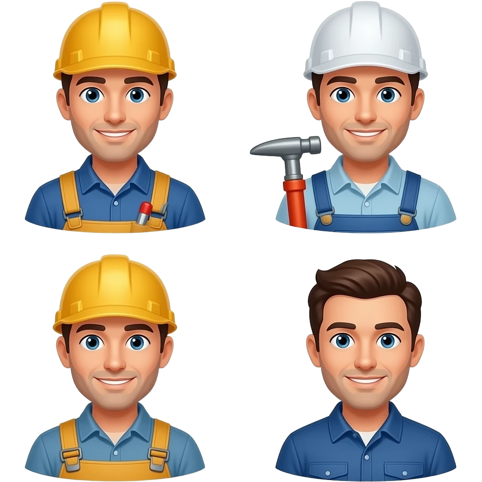 Collage of Handyman, Plumber, Electrician, Gas Man emoji