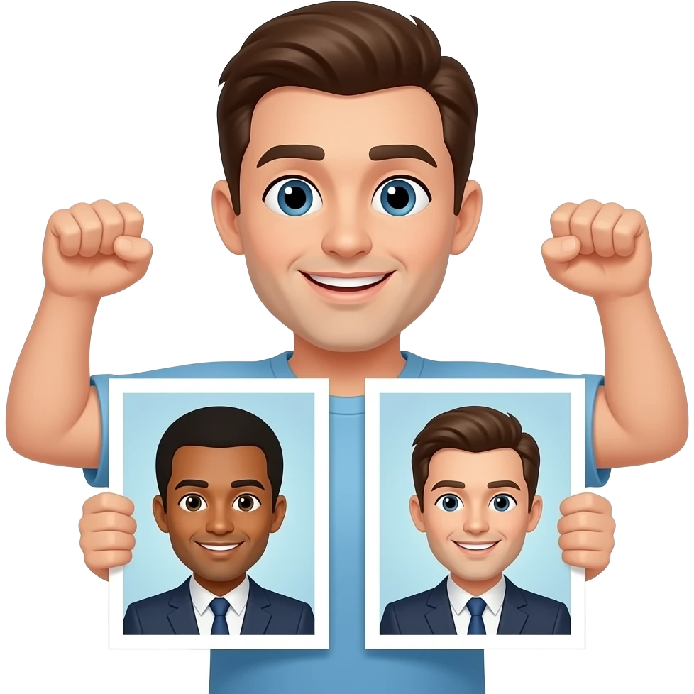 C'est un mec qui secoue ses mains et ses mains dedans il y a un 6 et un 7 il secoue ses mains emoji