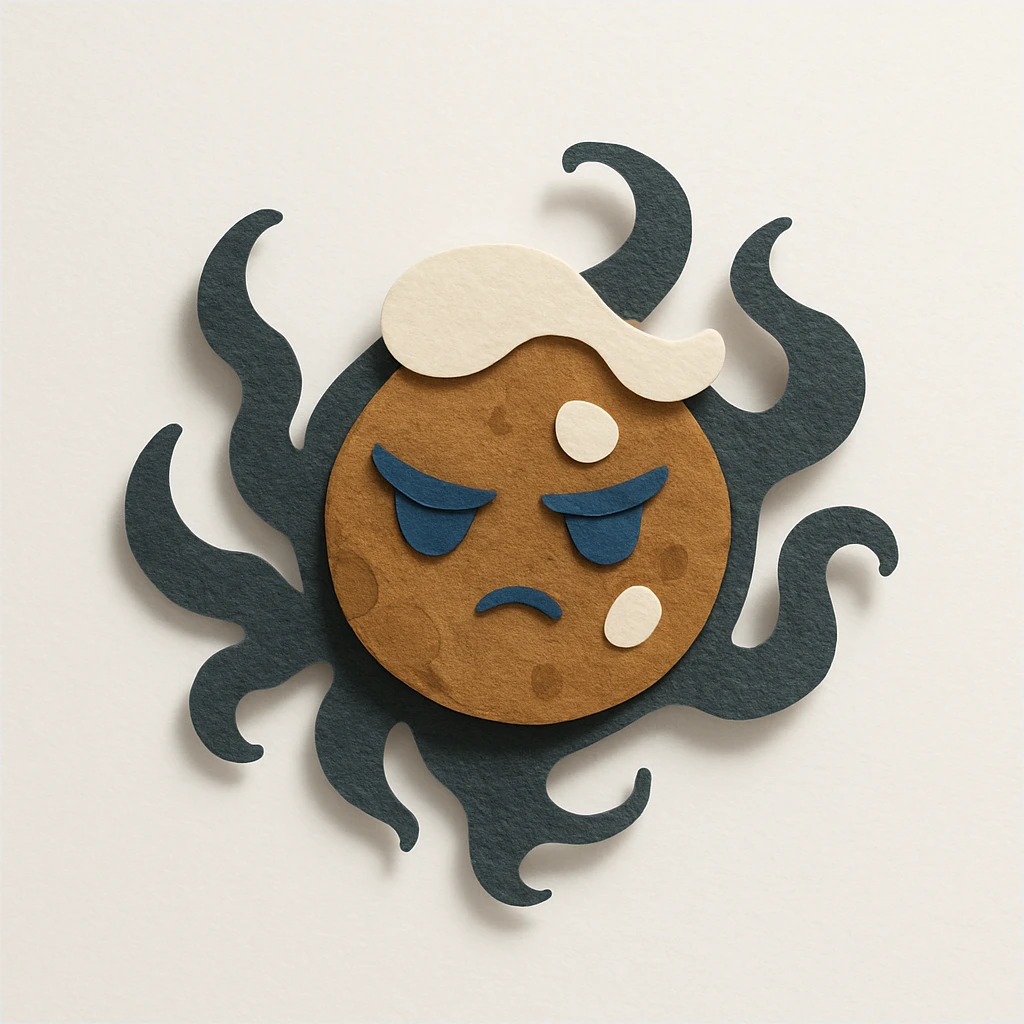 Shadow Milk Cookie, a cookie with shadow tendrils, milk accents, and a mystical look emoji