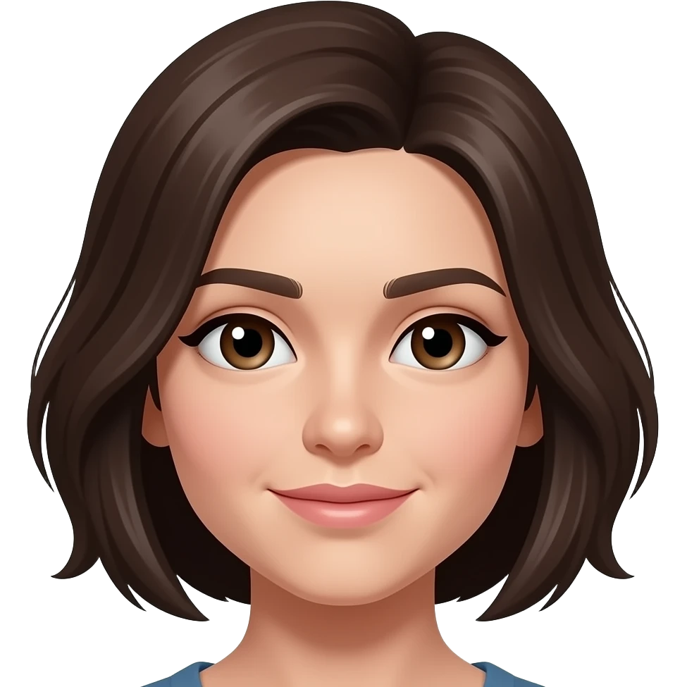 Ponle el pelo marron oscuro y los ojos marrones oscuros emoji