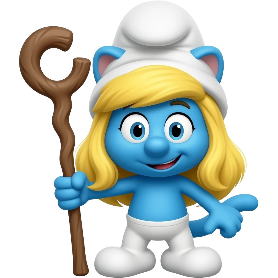 smurf cat white mushroom hat holding a staf emoji