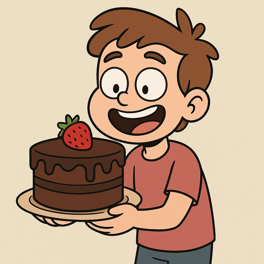 The chocolate strawberry cake a boy  emoji