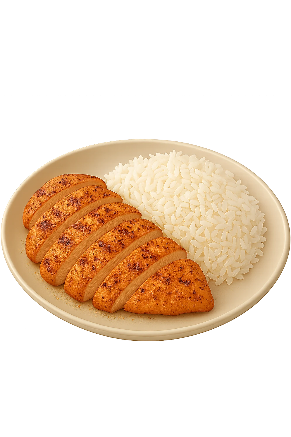Riso con pollo cucinato su un piatto emoji