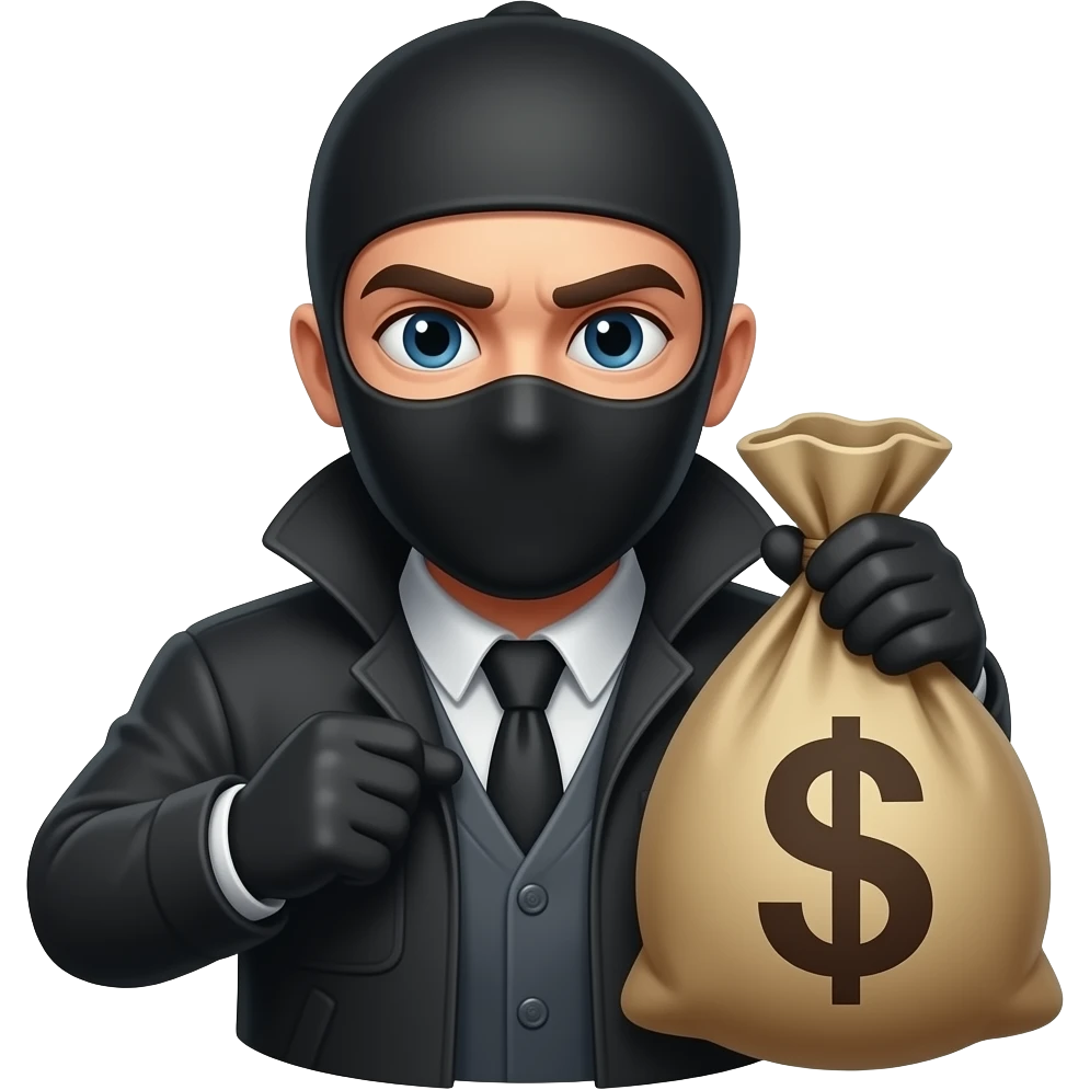 Emoji de ladron con bolsa de dinero emoji