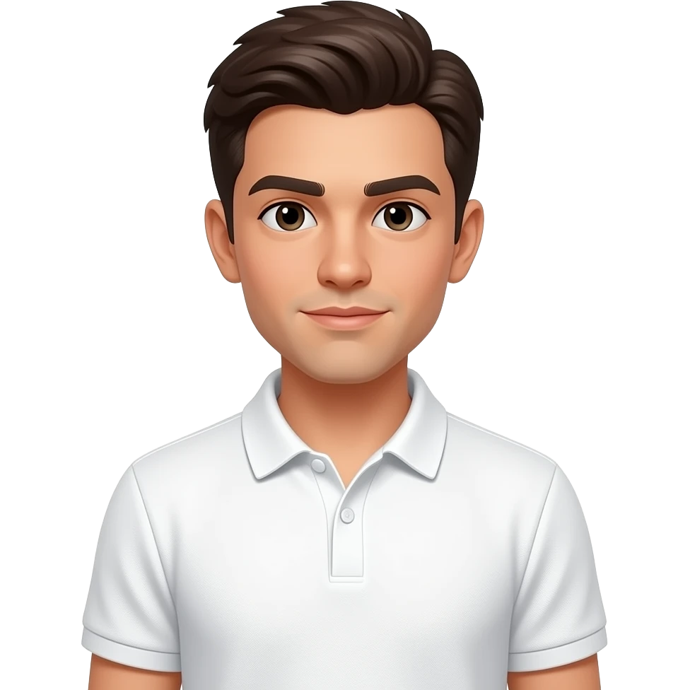 joven, masculino, que tengo polo blanco y inteligente emoji