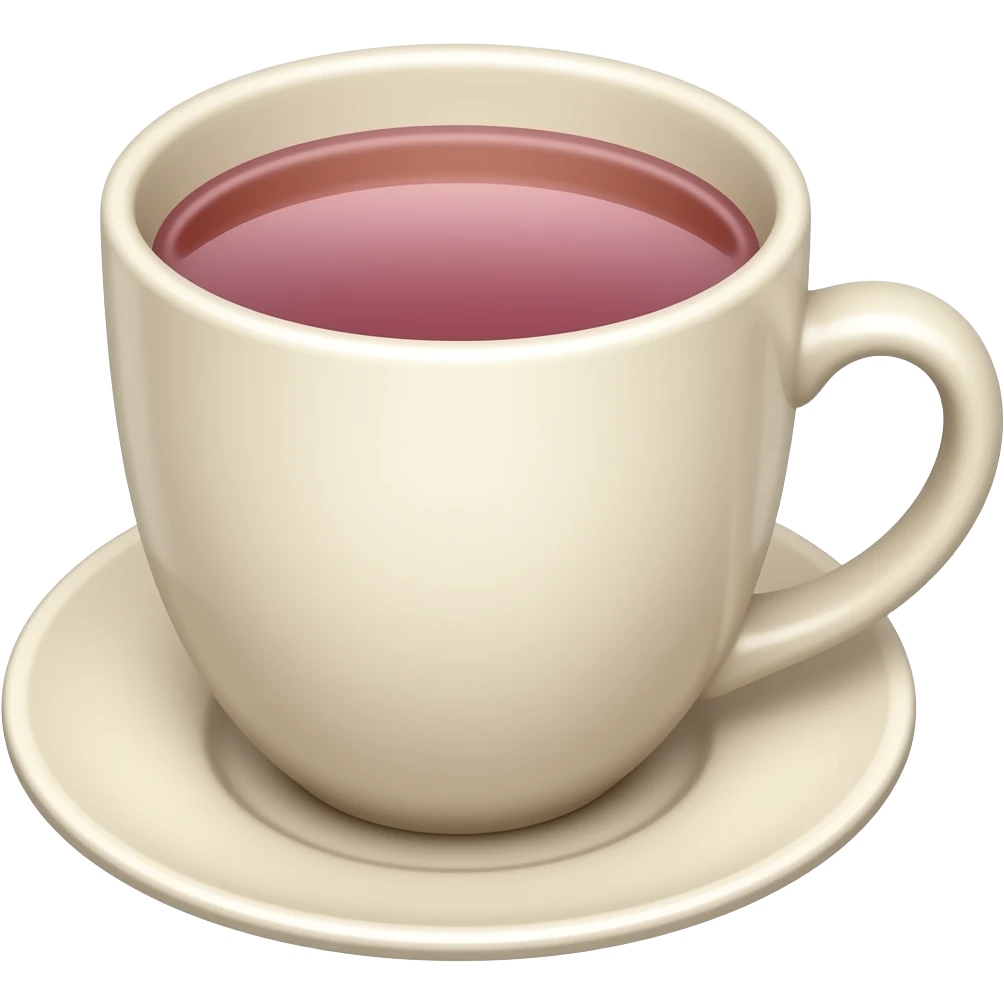 tea cup, creamy beige with soft pink tea emoji
