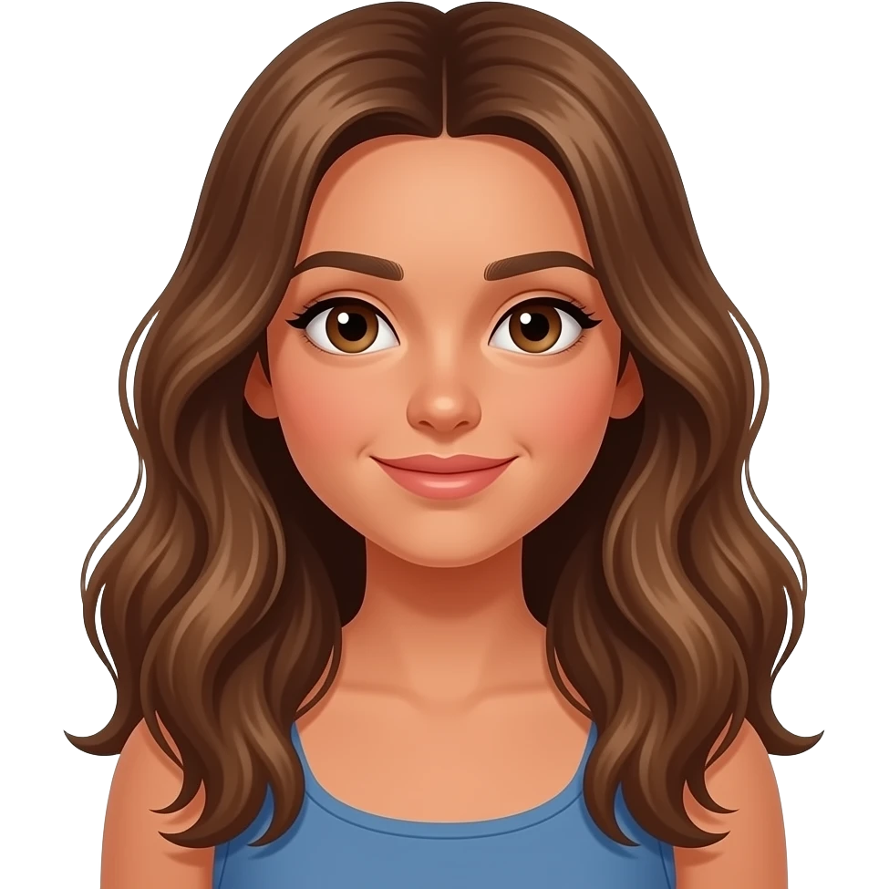 a 13 year old girl long pretty wavy brown hair extremely  tan emoji