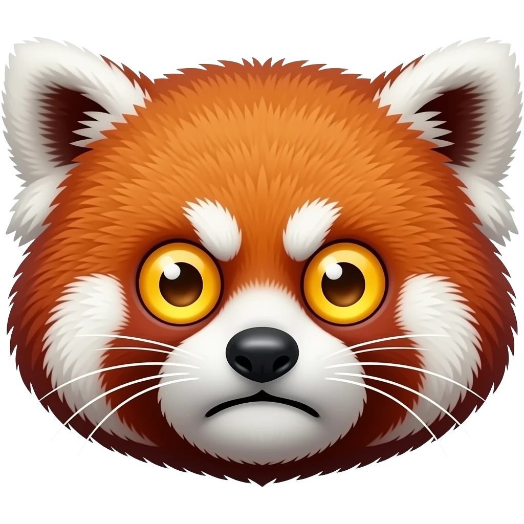 Angry face red panda, cartoon, exploding eyes emoji