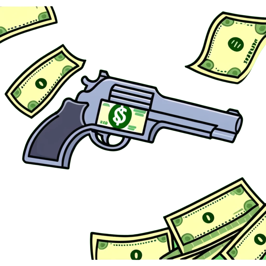 money gun spraying dollar bills emoji