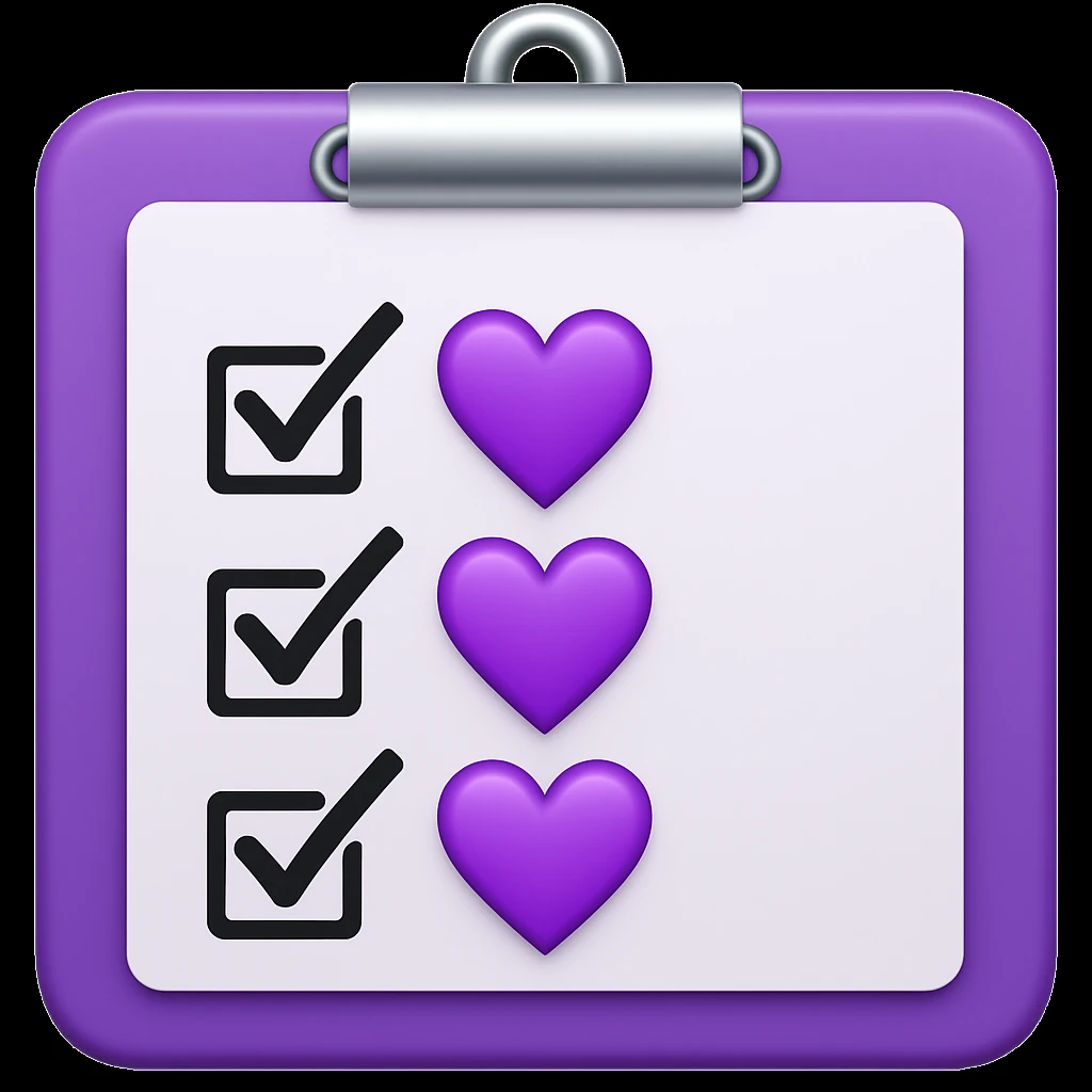 checklist purple heart emoji  emoji