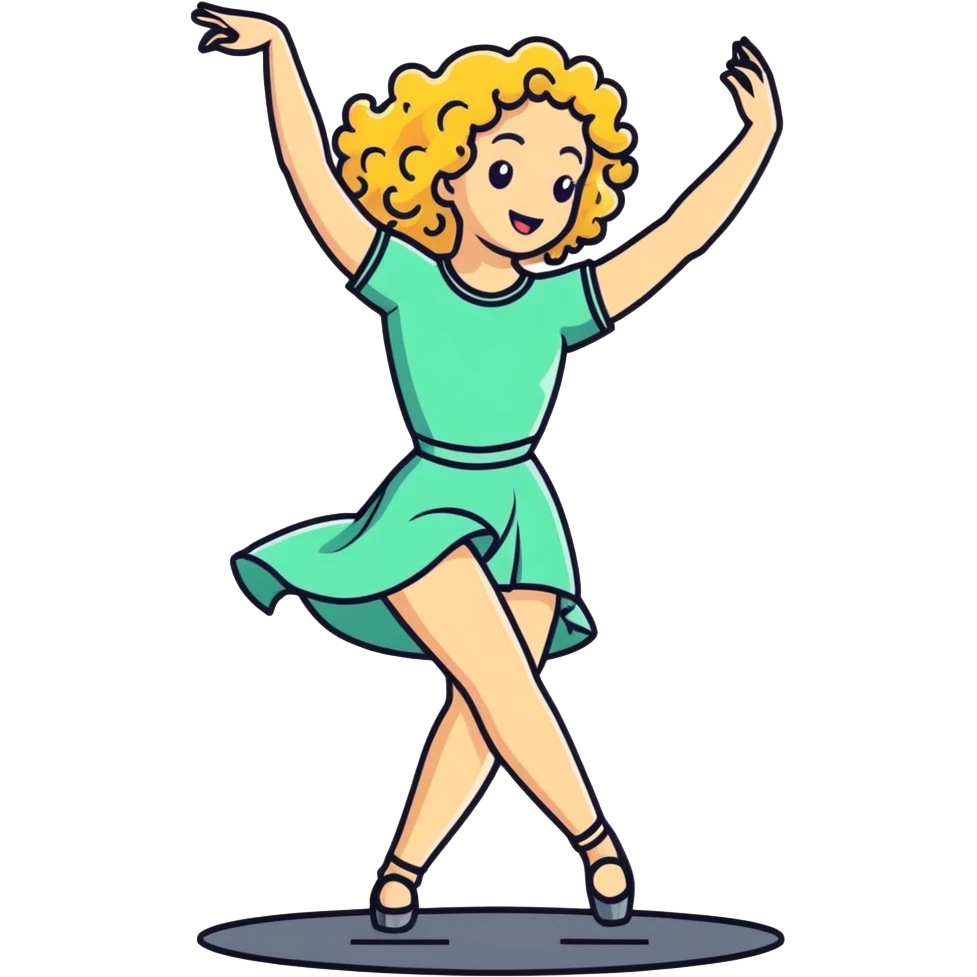Woman with blonde curly hair dancing on a poll emoji