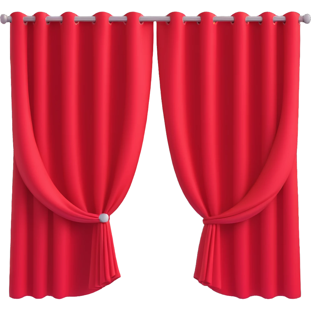 simple noren curtain, 3D icon style, red color, dimensional, transparent background emoji