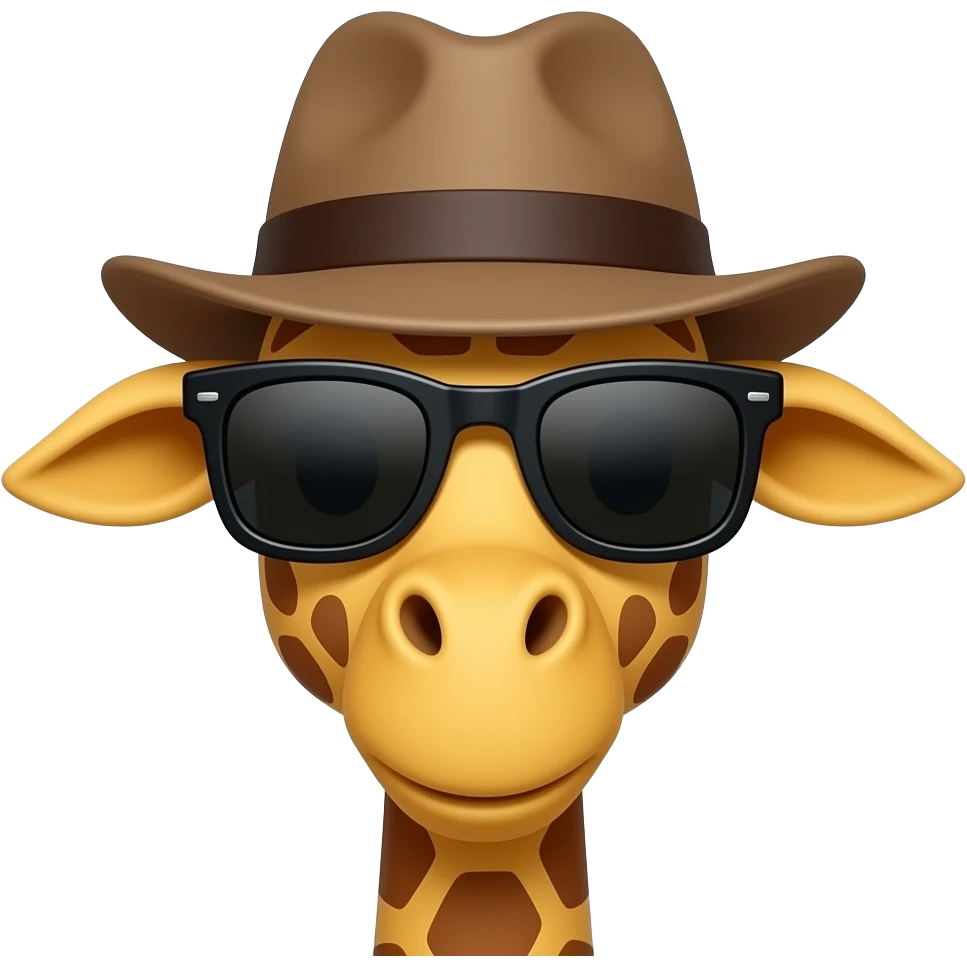 giraffe with hat and sunglassess, just face emoji