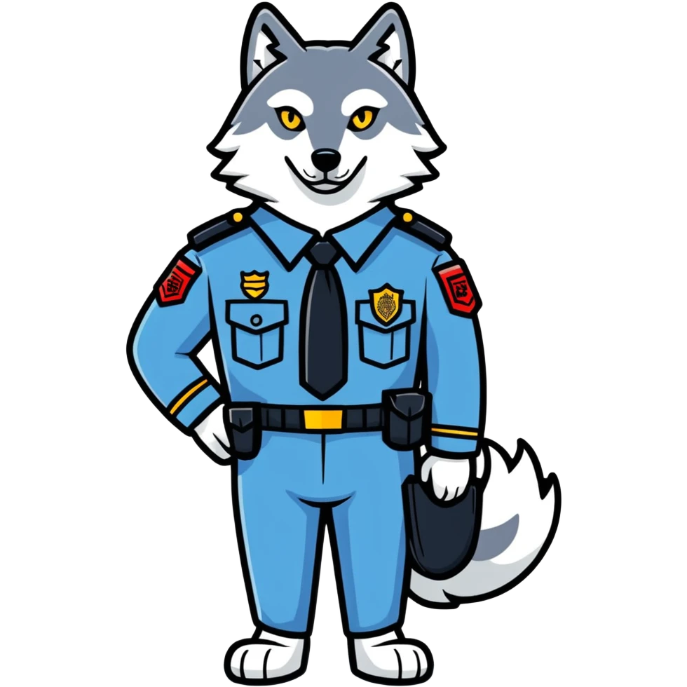 Wolf in security uniform emoji