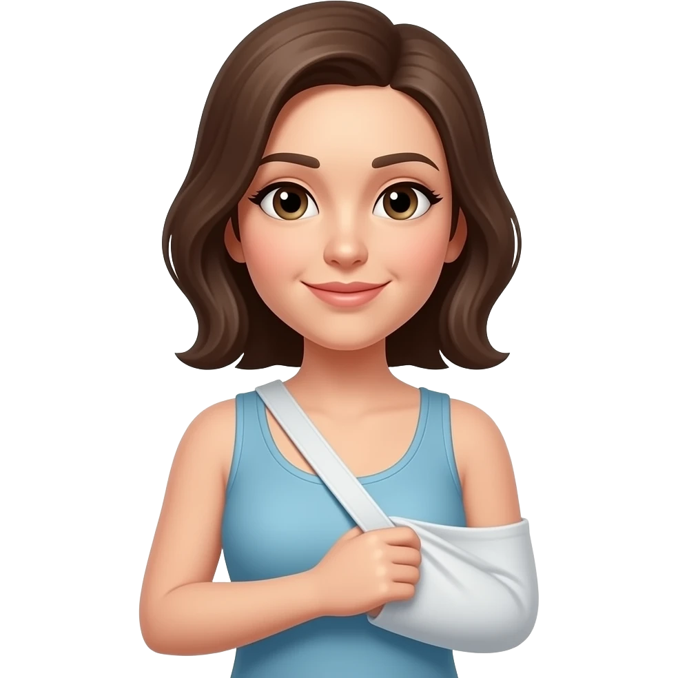 Woman wearing sling on right arm emoji