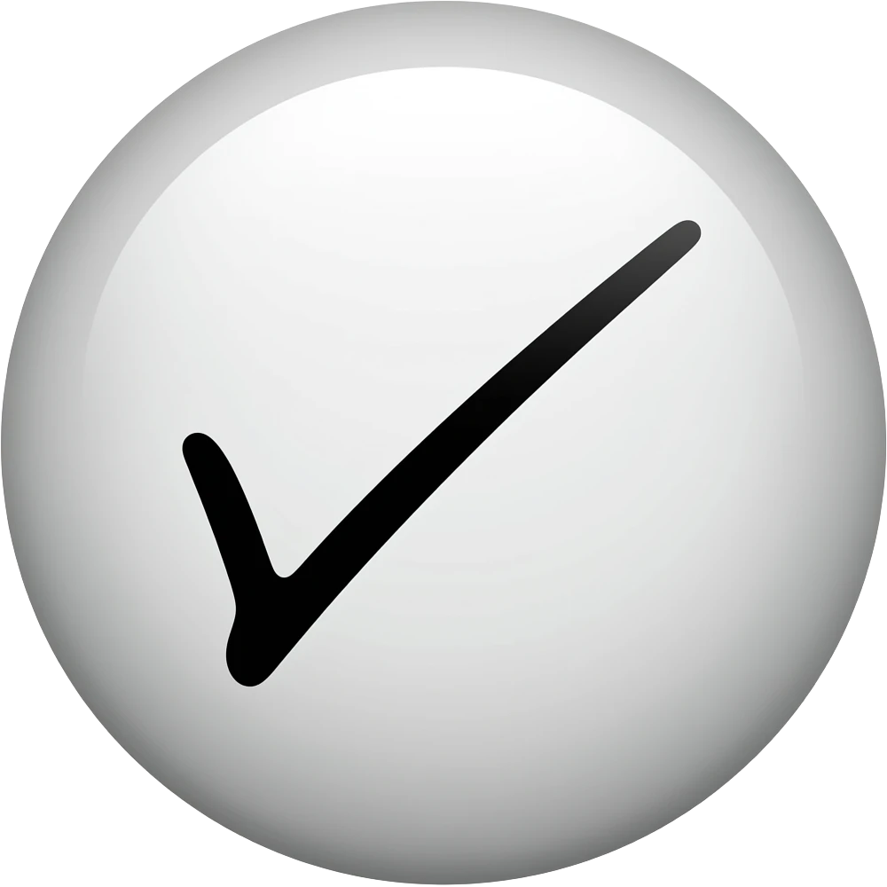 a thin black tick mark  ( like this "✓")in the center of a white circle emoji