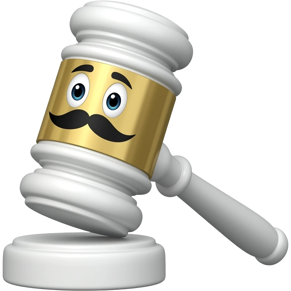 white court hammer with eyes and mostache japan emoji