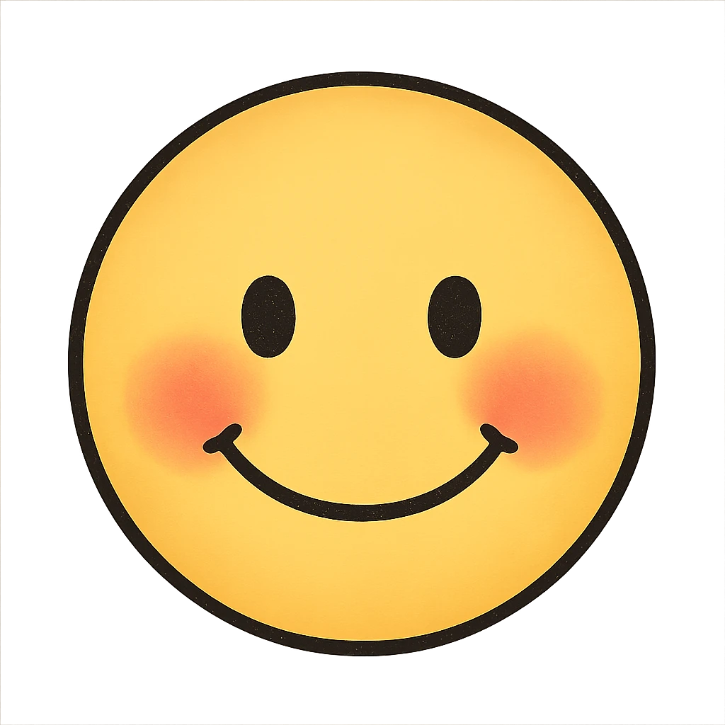 yellow face with blushing cheeks emoji, digital illustration emoji