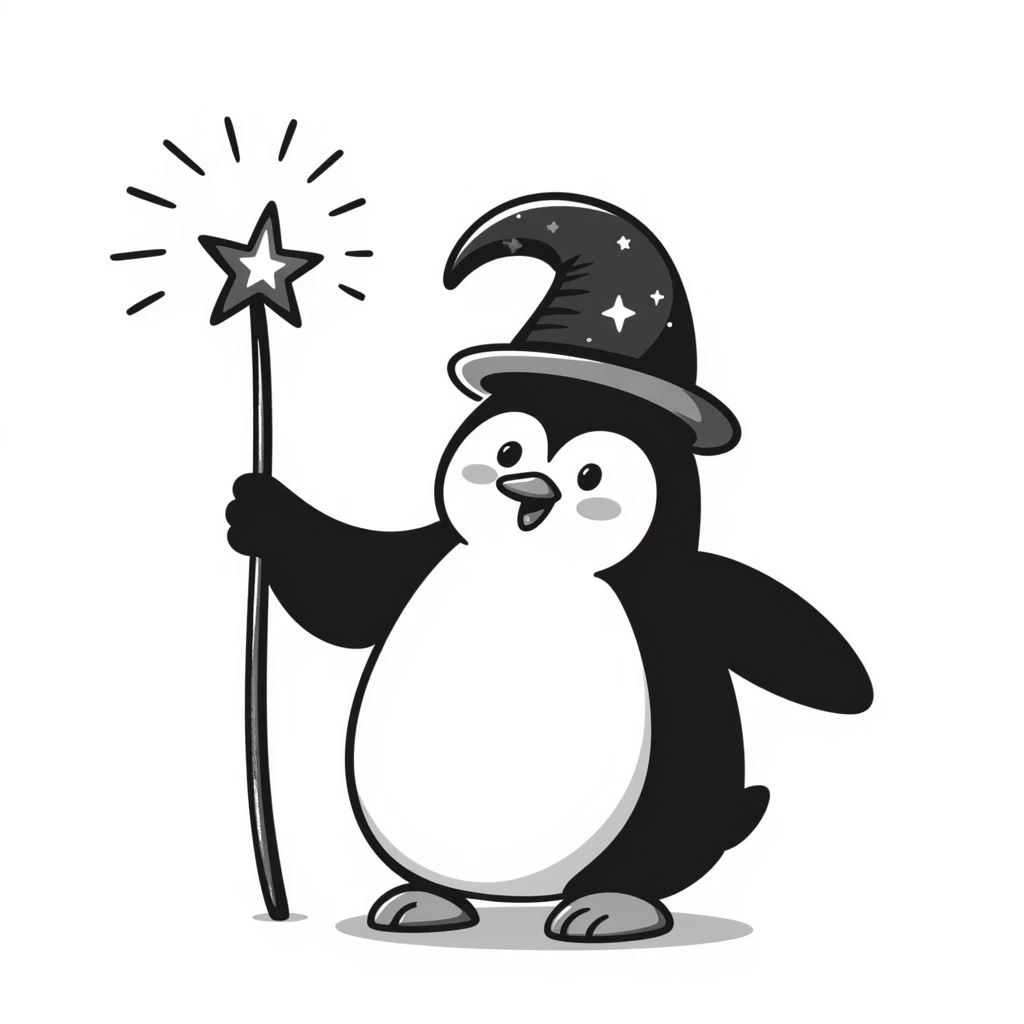 A penguin wizard emoji