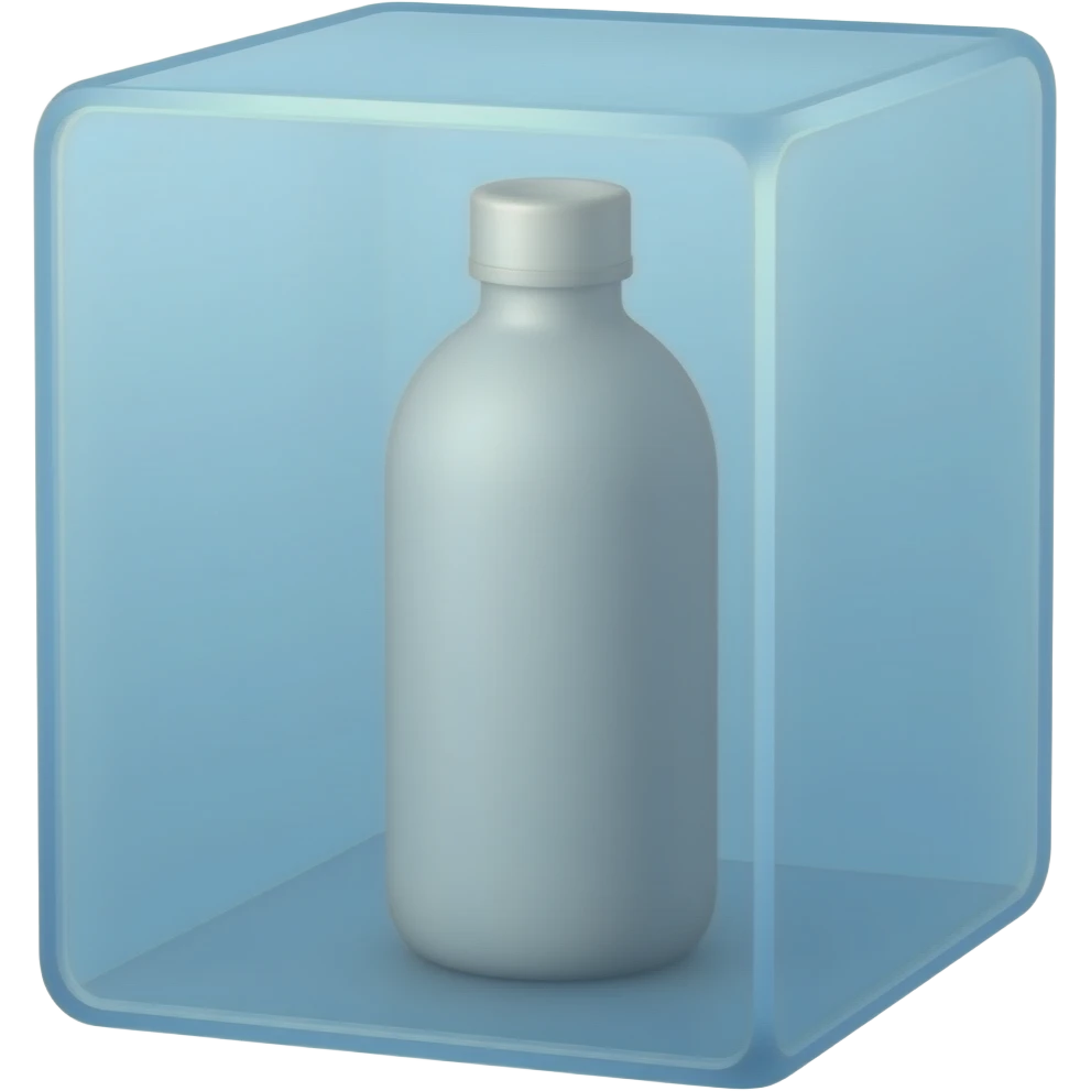 bottle in a rectangle singular blue glass case emoji