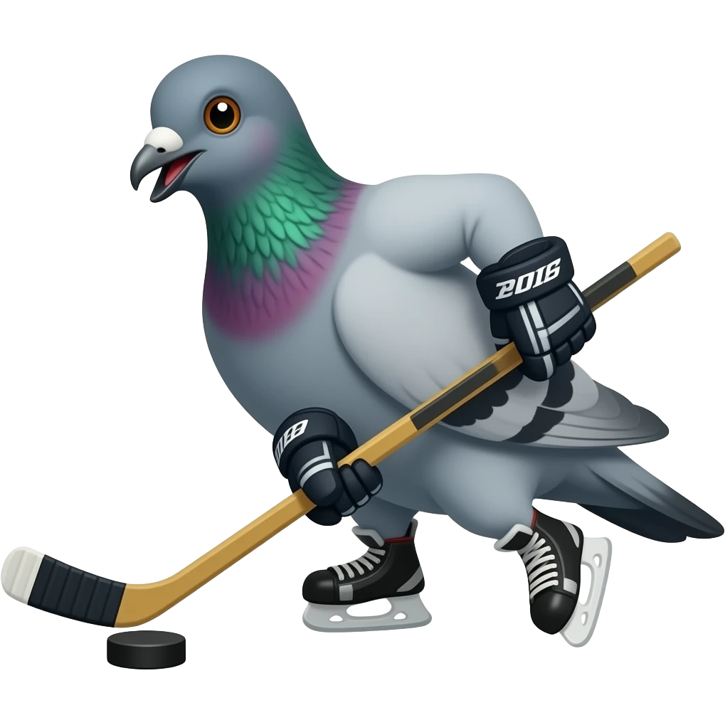 Pigeon playing hockey emoji