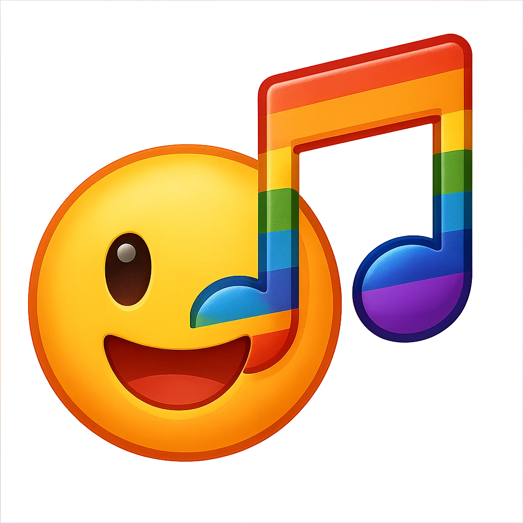 gay pride emoji, rainbow musical note, lively and bright emoji