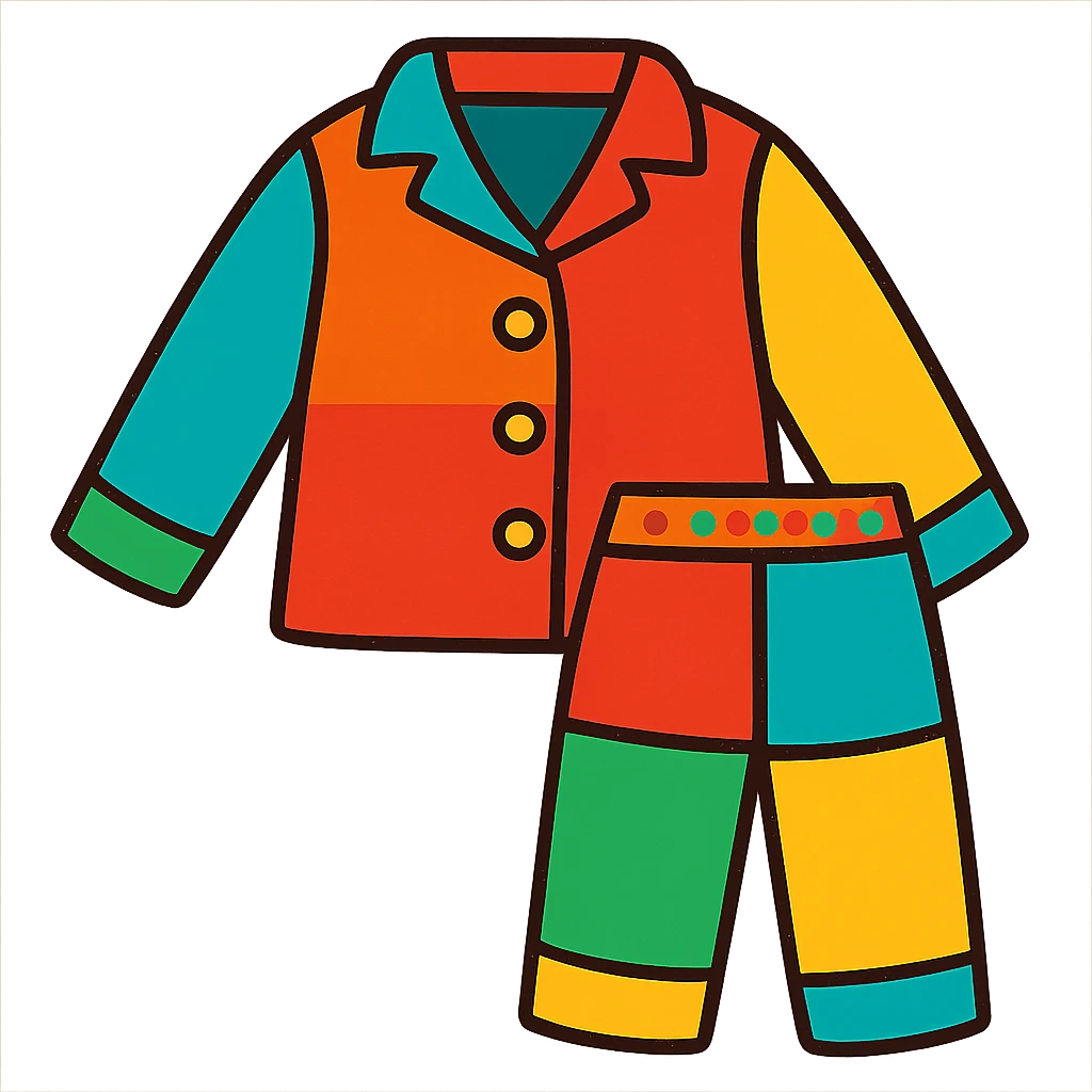 A cozy pajama set, vibrant and colorful emoji