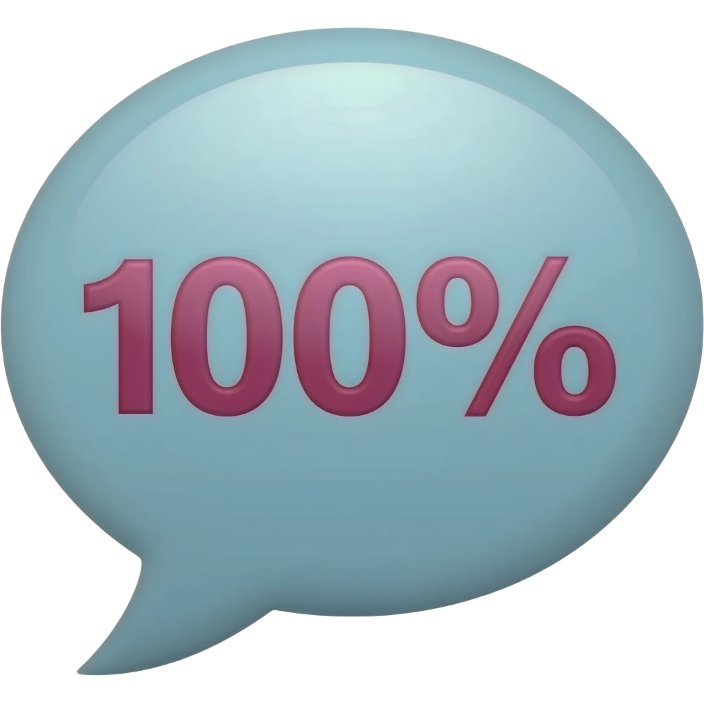 100 % in the speaking bubble emoji