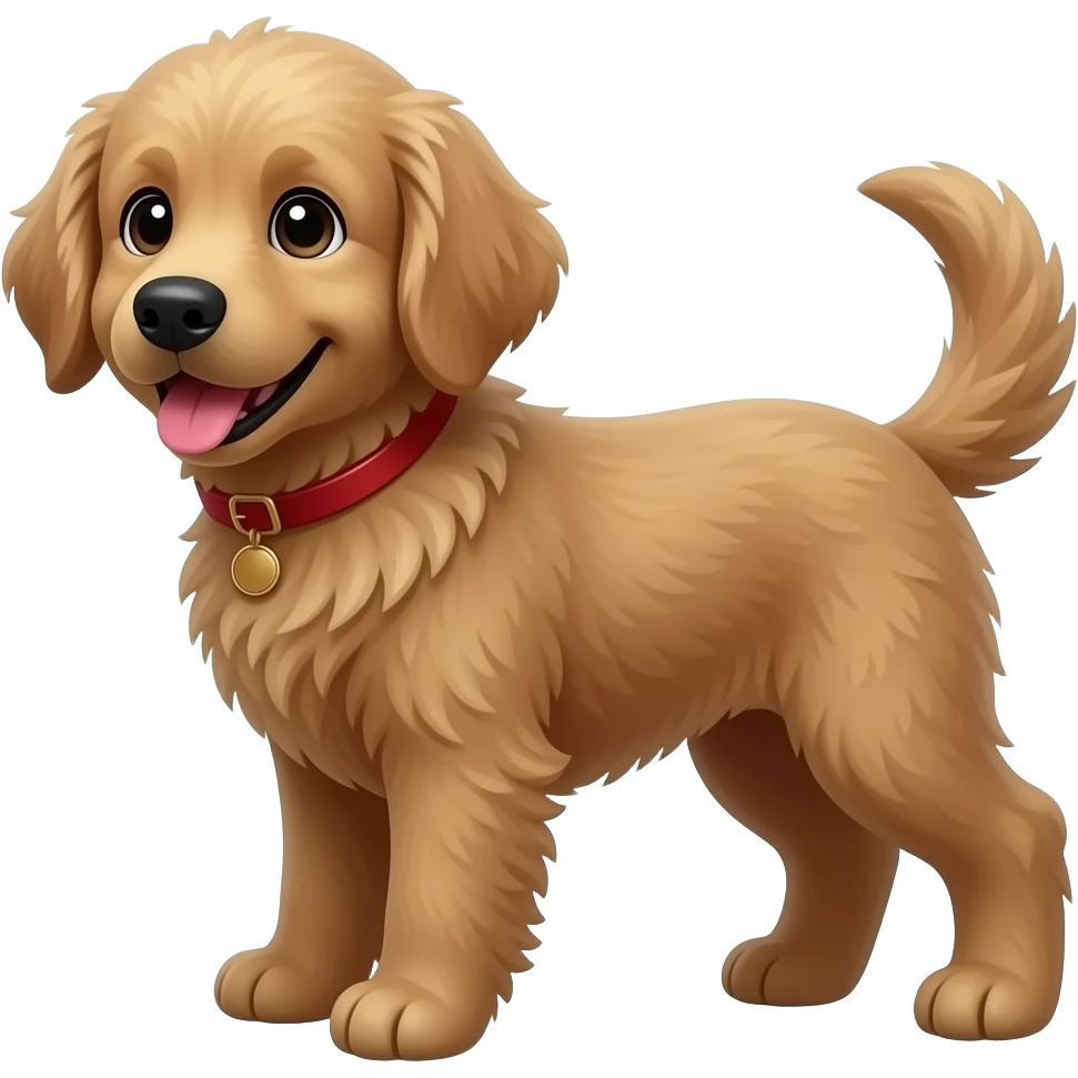 A black golden doodle and make it anime emoji