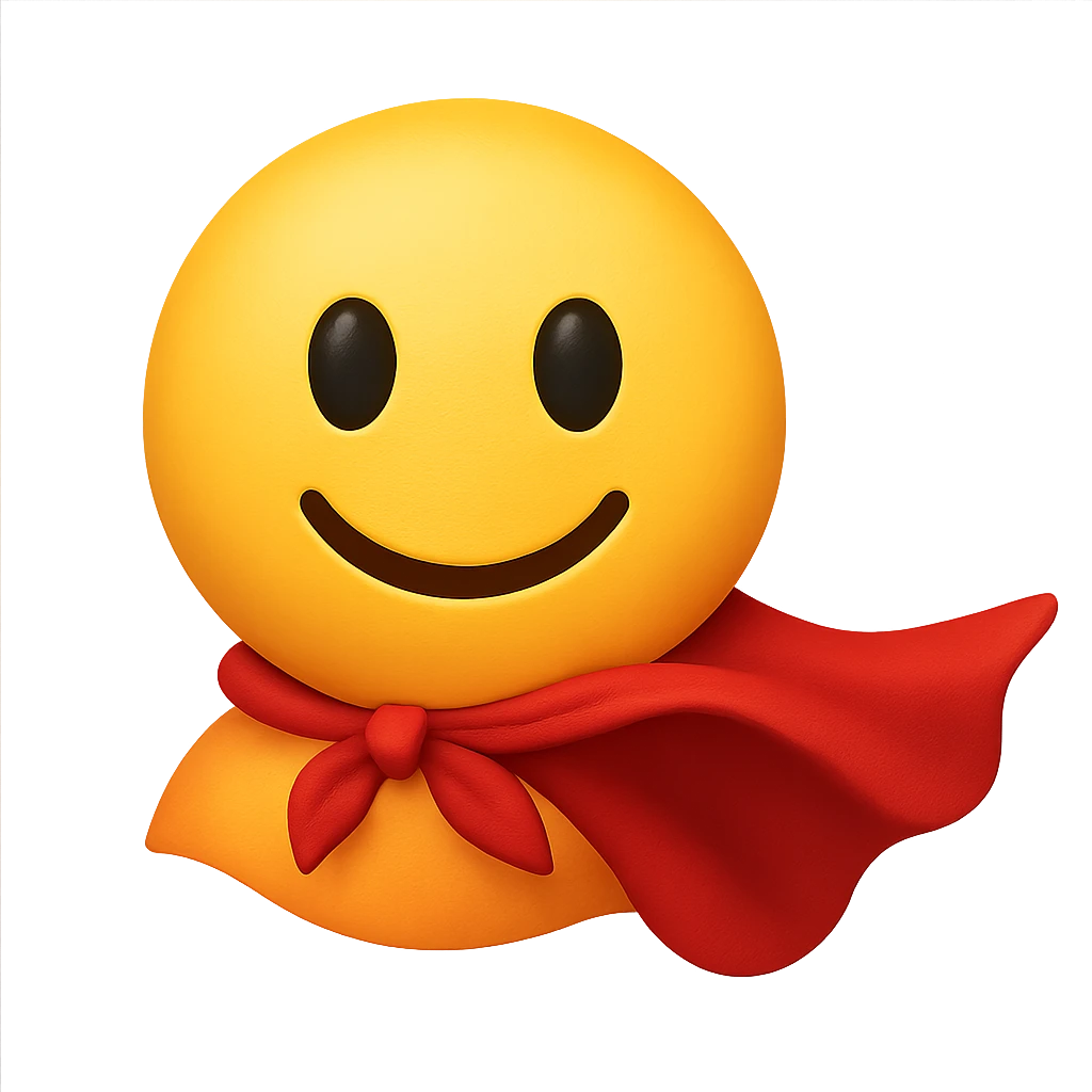 face with red superhero cape emoji, digital illustration emoji