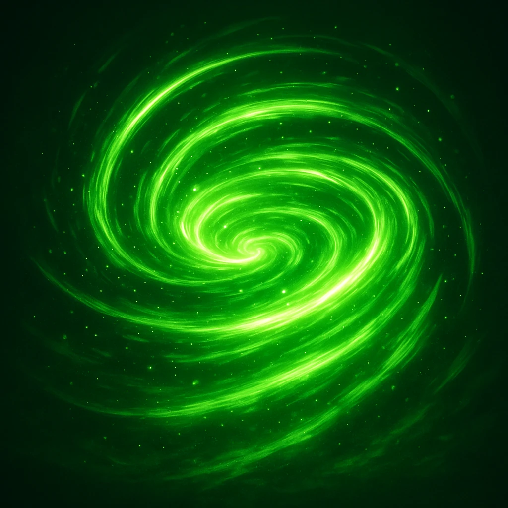 a green vortex with swirling lines and sparkles, evoking spinjitzu power emoji