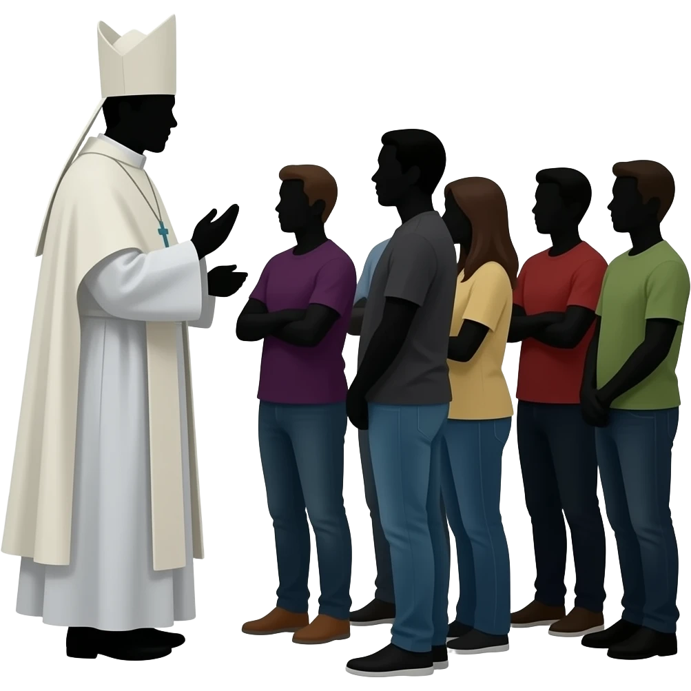 силуэт священника и один или несколько людей перед ним emoji