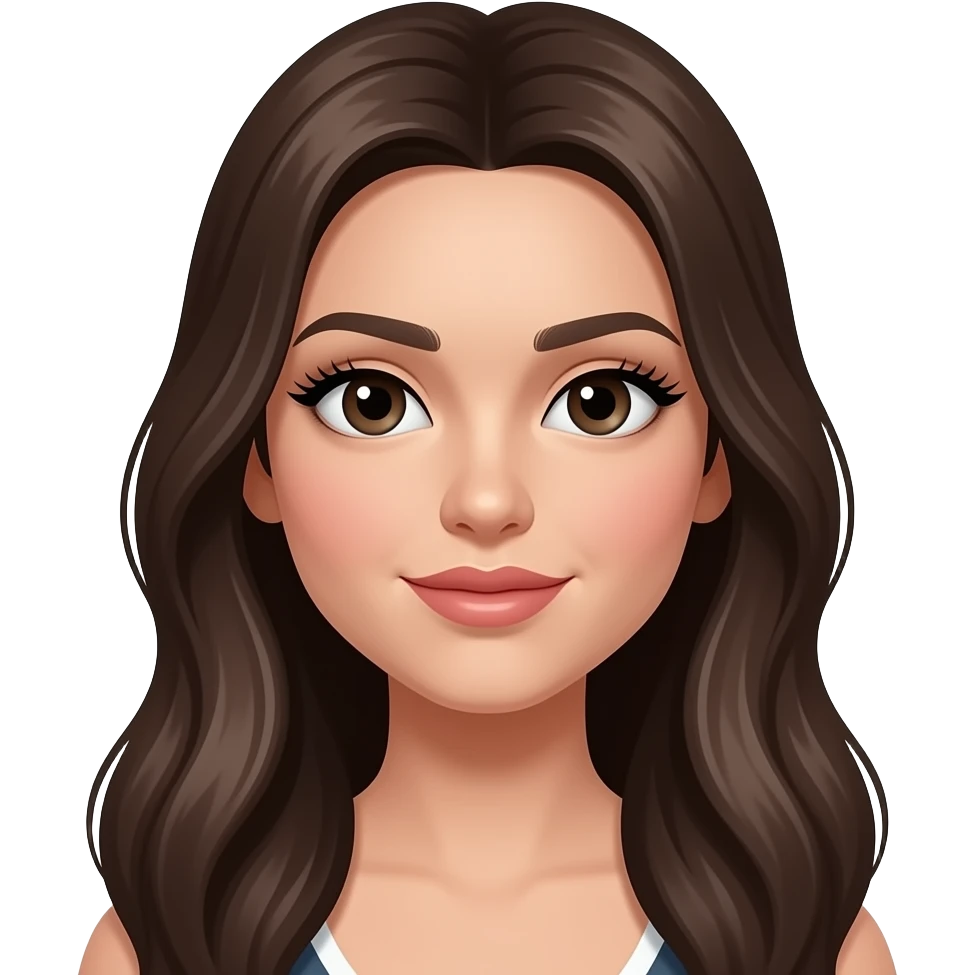 long hair dark eyes long lashes small lips thick eyebrows emoji