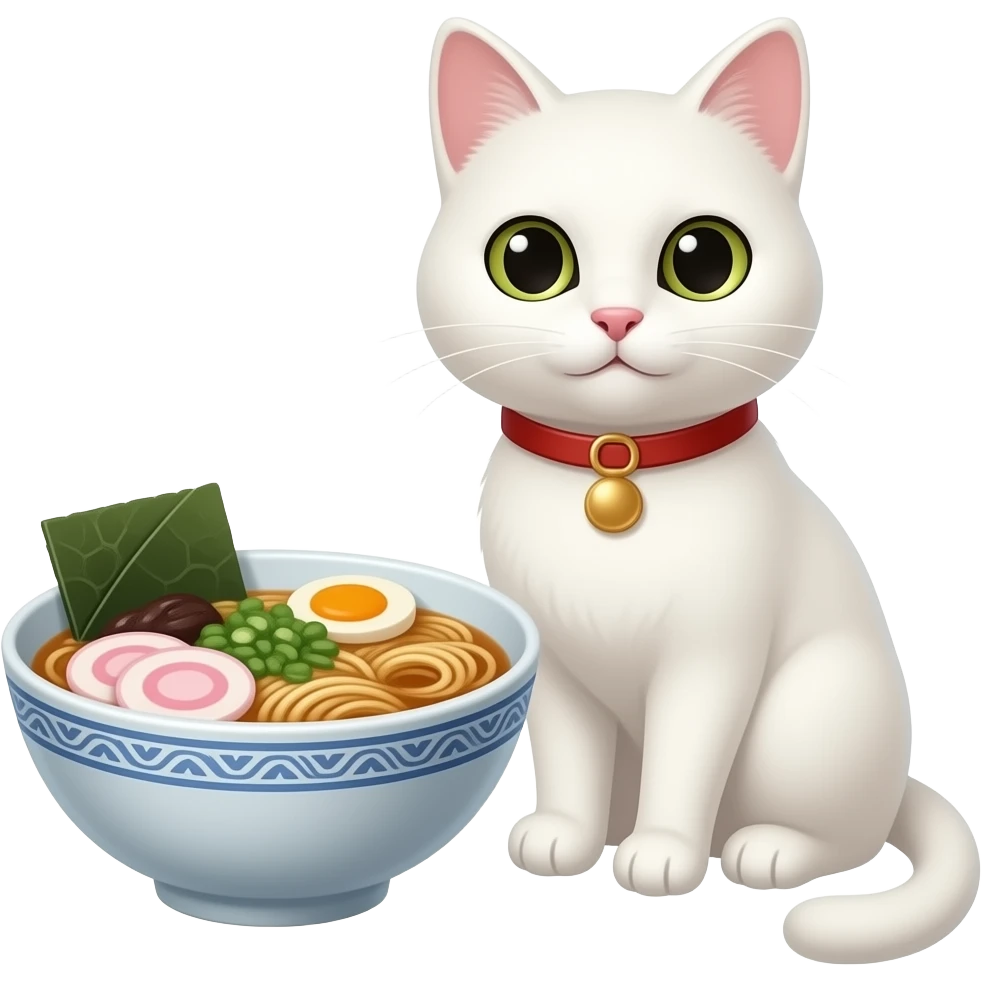 white cat ramen emoji