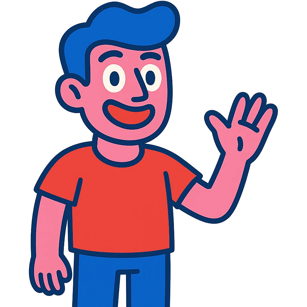 pink guy with blue hair, vibrant cartoon style emoji
