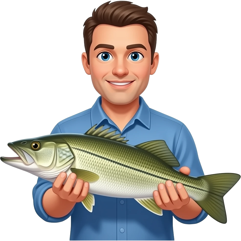 a guy holding a snook fish in his driveway emoji