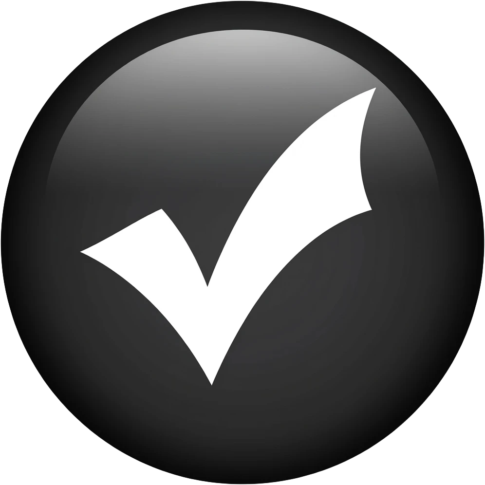 Give me white tick with black background of the emoji but the emoji background its gonna be circular emoji