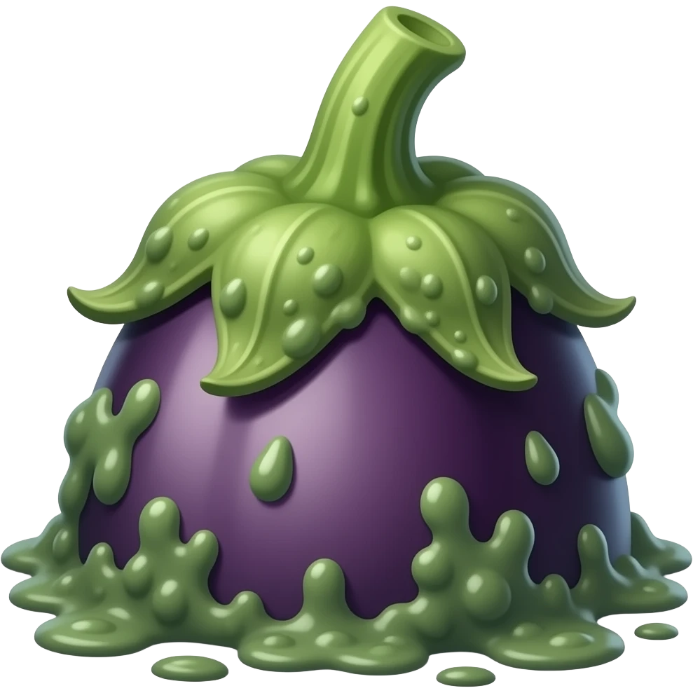 moldy rotten eggplant. molds should be green and cartoonish. no face emoji