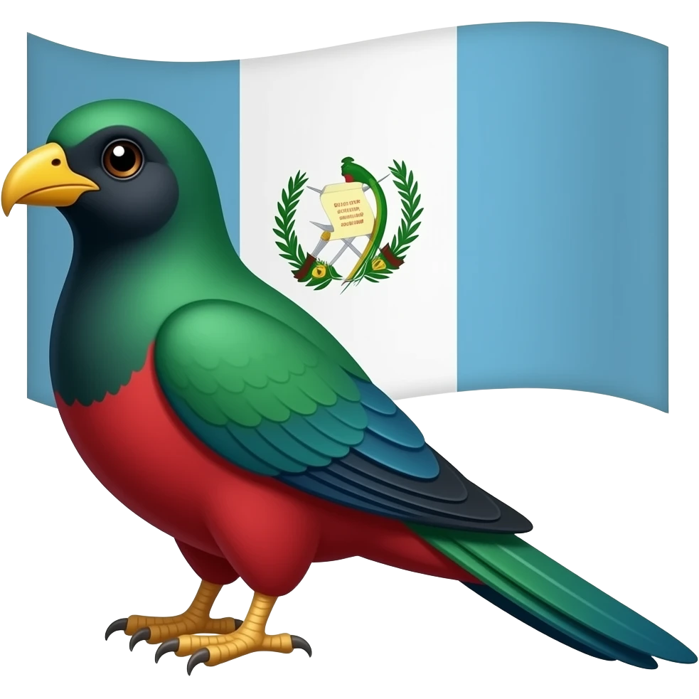 Quetzal  de Guatemala con bandera de Guatemala emoji