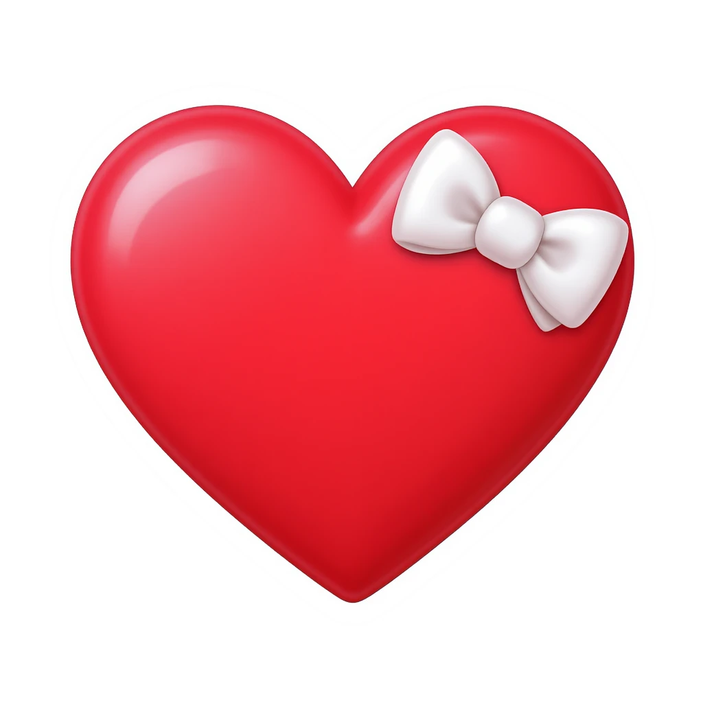 heart emoji, cute and shiny, with a bow accent, no background emoji