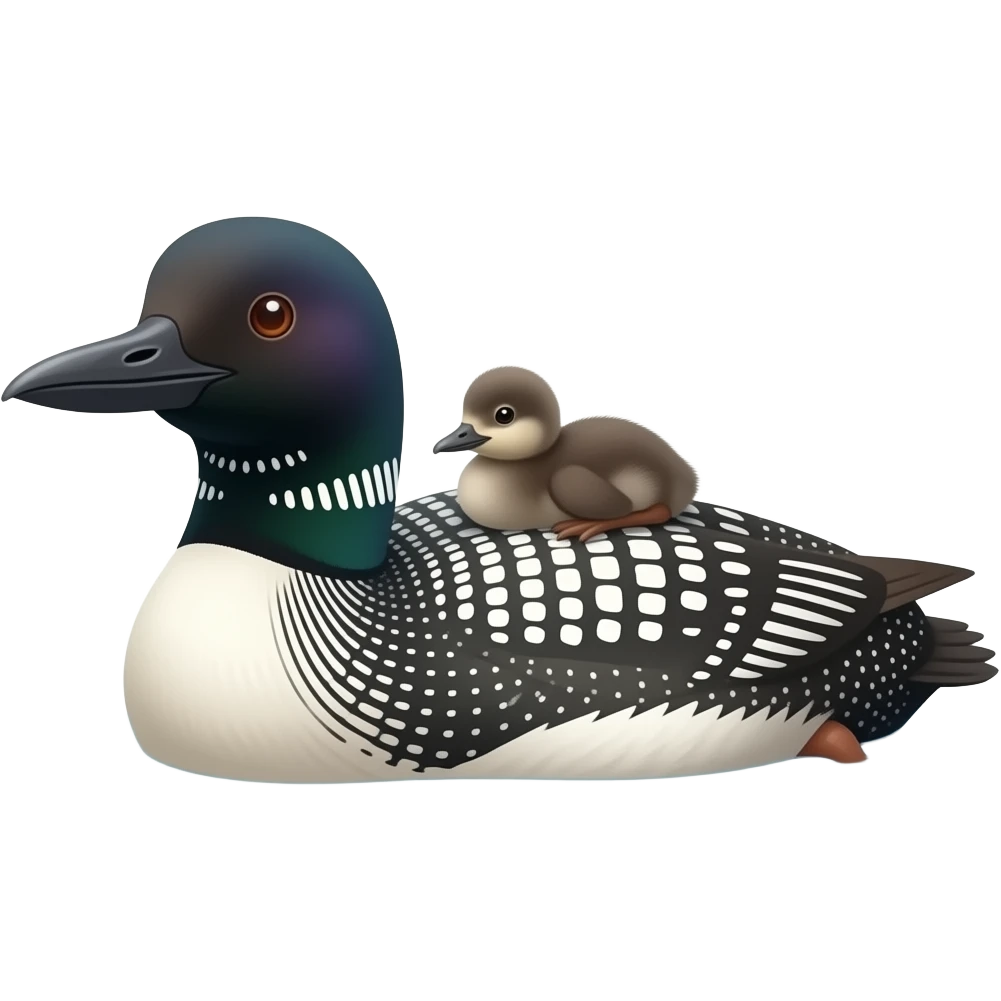 Loon with baby emoji