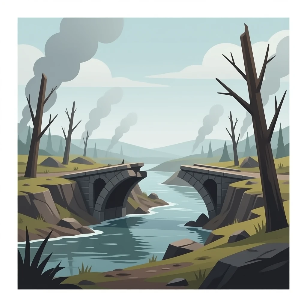Broken Bridge after a war emoji