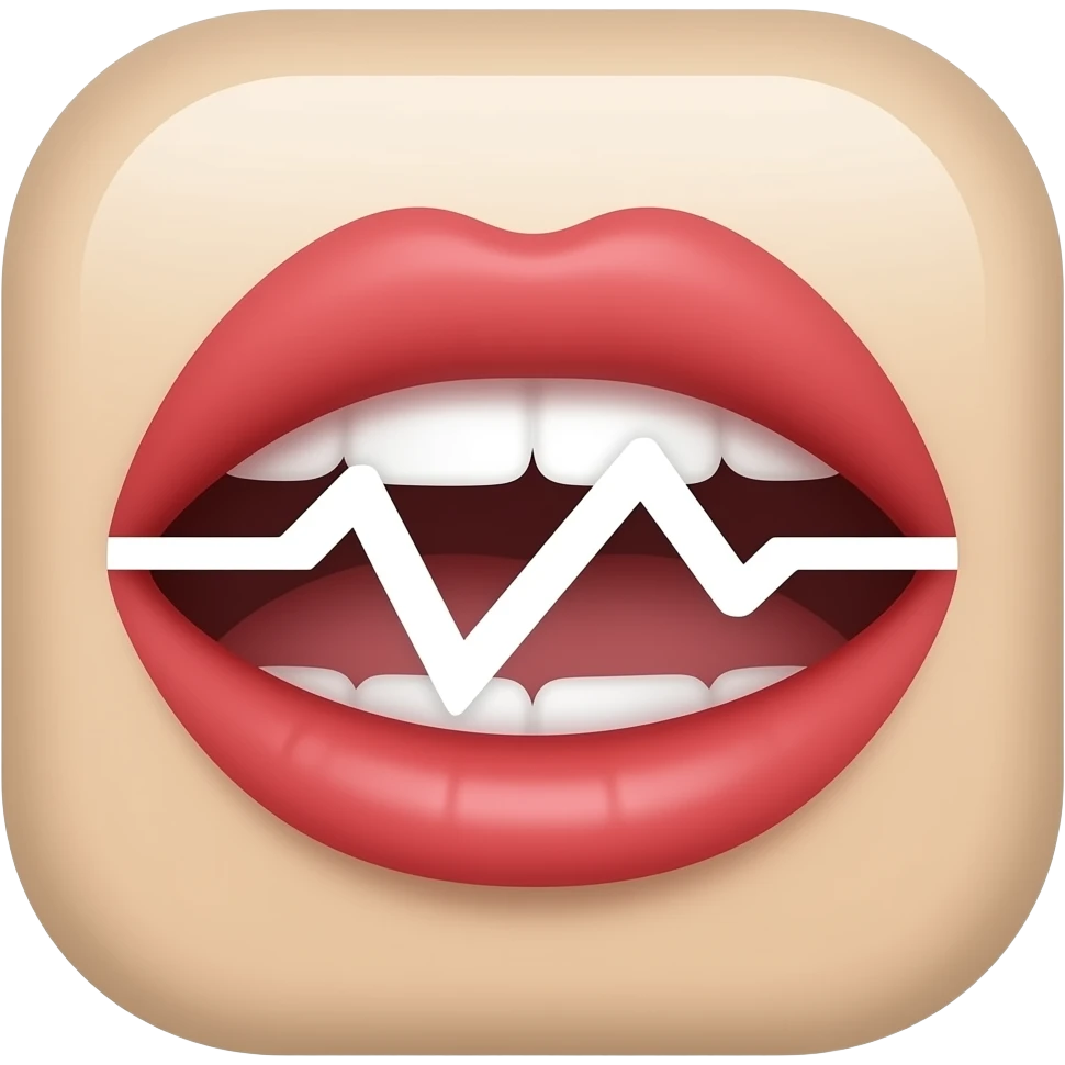 Simple and minimalistic sticker of an mouth with a soft sound wave coming out, white outline, smooth gradients or solid colours emoji